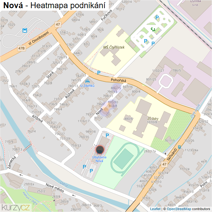 Mapa Nová - Firmy v ulici.
