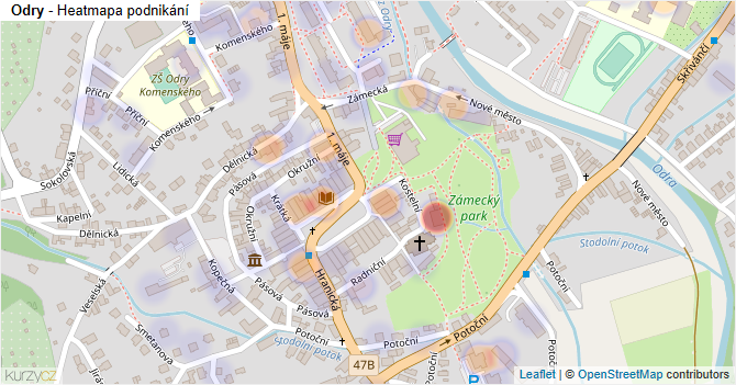 Odry - mapa podnikání