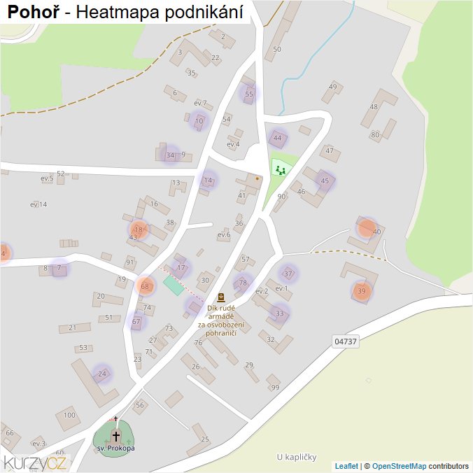 Mapa Pohoř - Firmy v části obce.