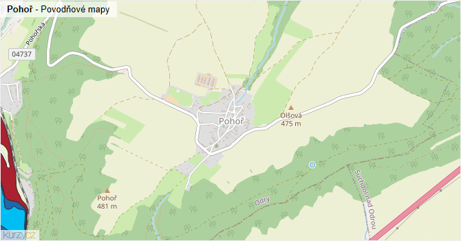 Pohoř - záplavové mapy stoleté vody