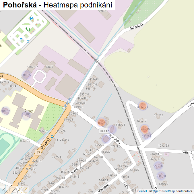 Mapa Pohořská - Firmy v ulici.