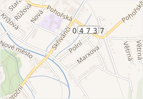 Polní v obci Odry - mapa ulice
