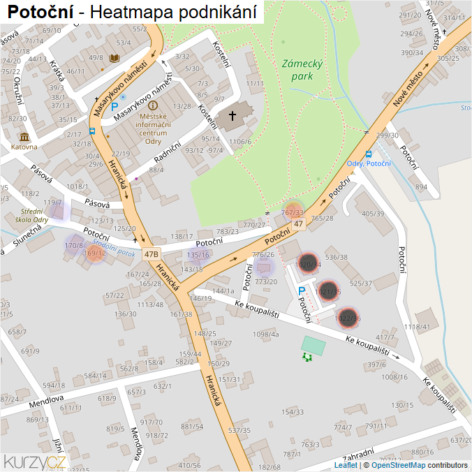 Mapa Potoční - Firmy v ulici.