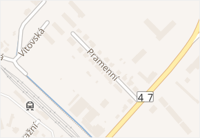 Pramenní v obci Odry - mapa ulice