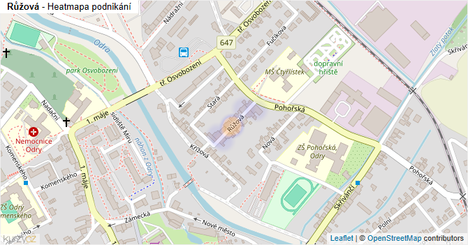 Růžová - mapa podnikání