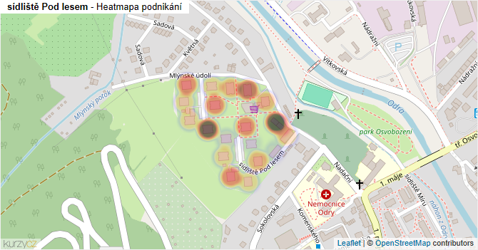 sídliště Pod lesem - mapa podnikání