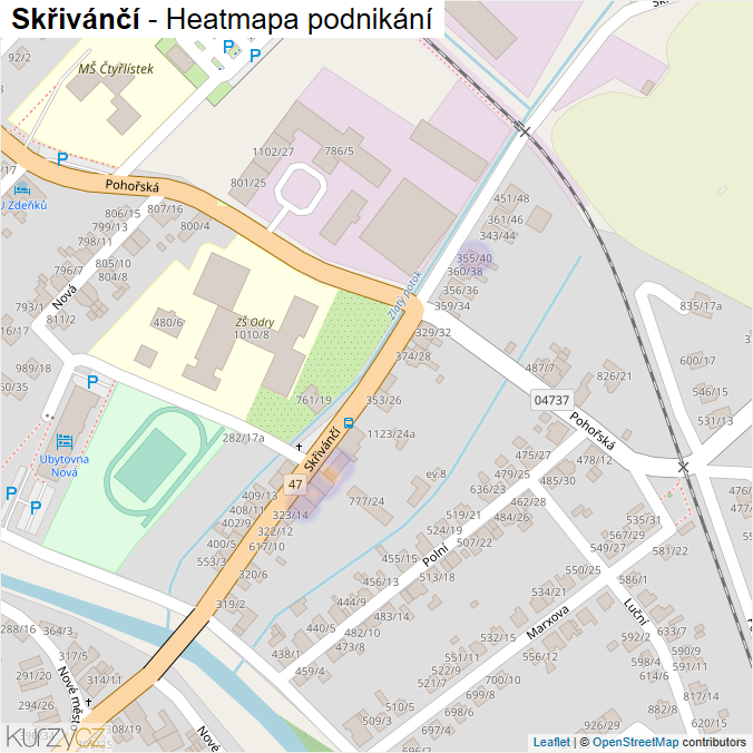 Mapa Skřivánčí - Firmy v ulici.