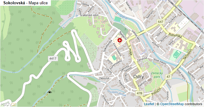 Sokolovská - mapa ulice