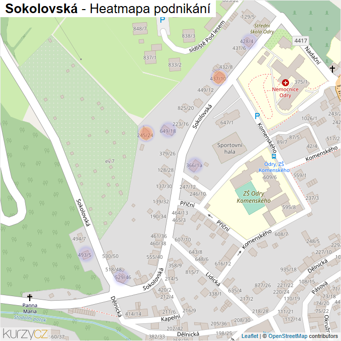 Mapa Sokolovská - Firmy v ulici.