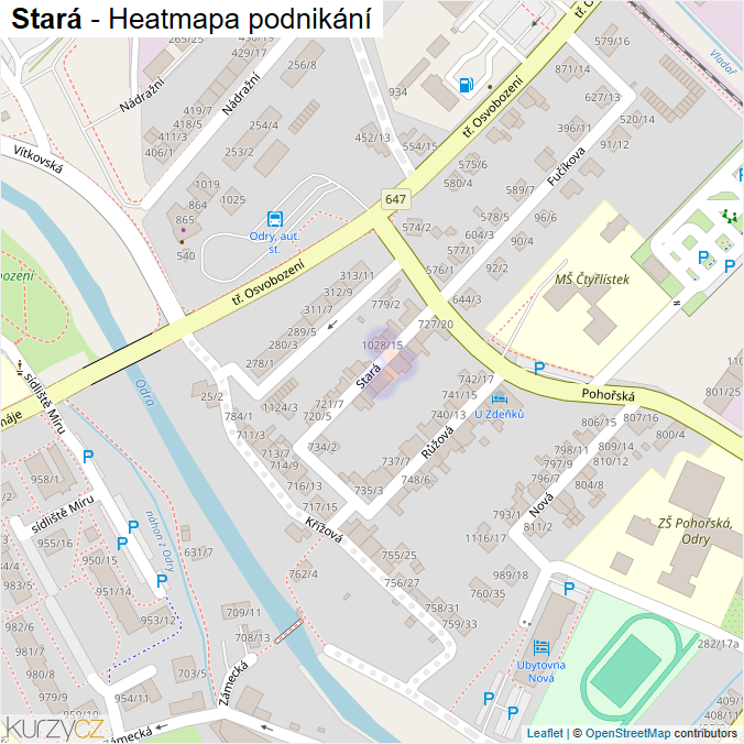 Mapa Stará - Firmy v ulici.