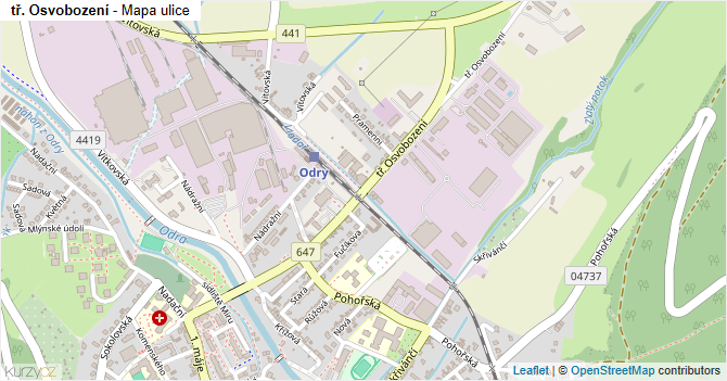 tř. Osvobození - mapa ulice