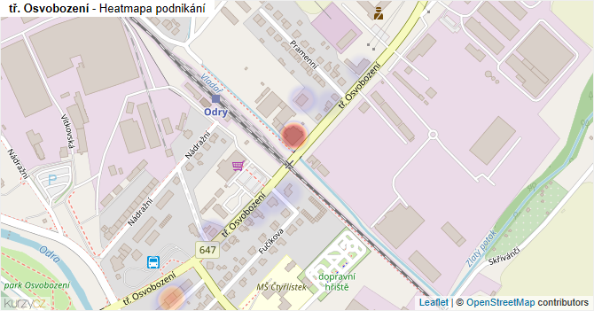 tř. Osvobození - mapa podnikání