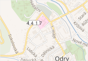 U nemocnice v obci Odry - mapa ulice