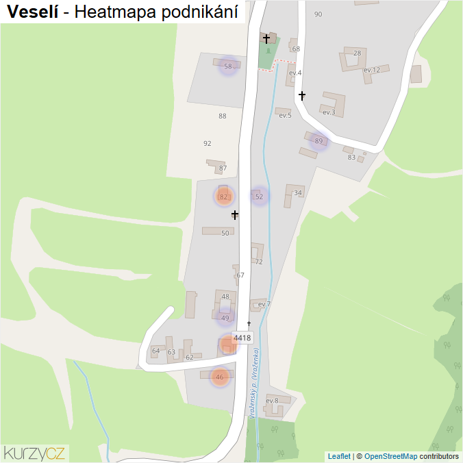 Mapa Veselí - Firmy v části obce.