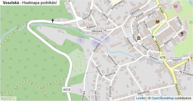 Veselská - mapa podnikání