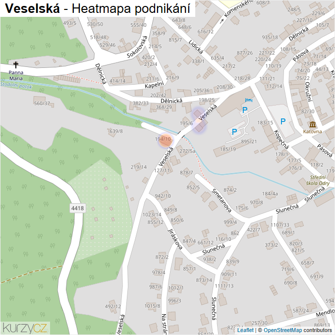 Mapa Veselská - Firmy v ulici.