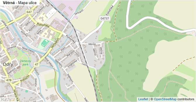 Větrná - mapa ulice