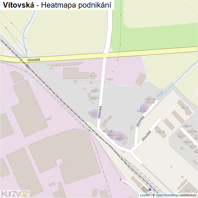Mapa Vítovská - Firmy v ulici.