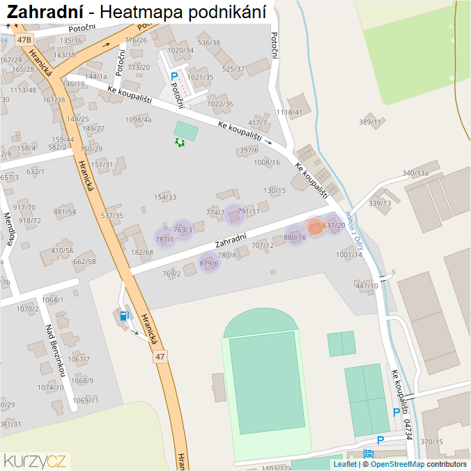 Mapa Zahradní - Firmy v ulici.