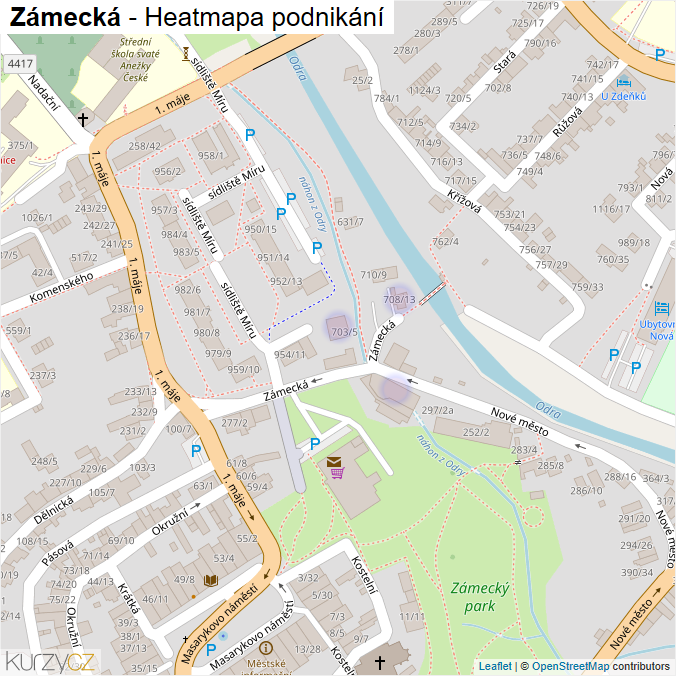 Mapa Zámecká - Firmy v ulici.