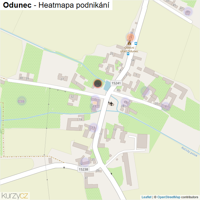Mapa Odunec - Firmy v části obce.