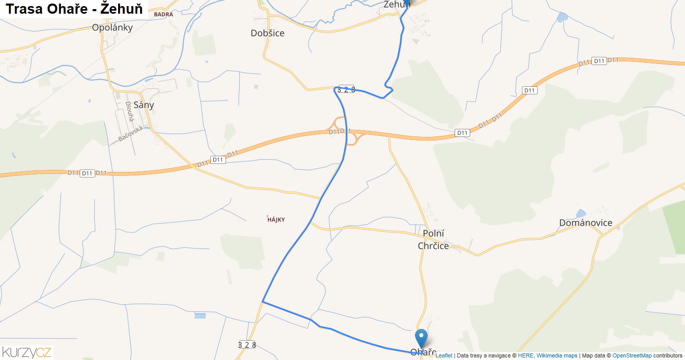 Ohaře-Žehuň, mapa trasy