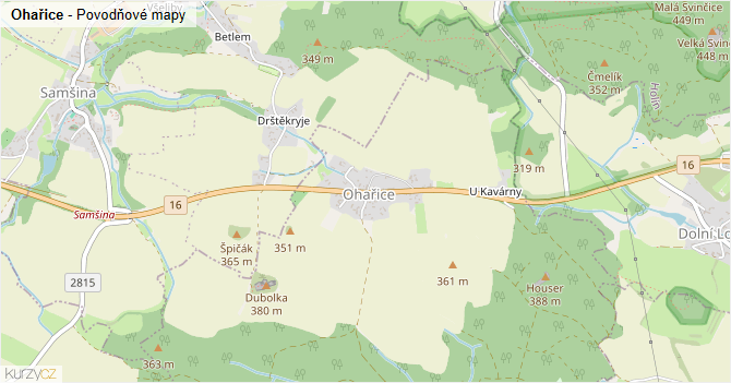 Ohařice - záplavové mapy stoleté vody