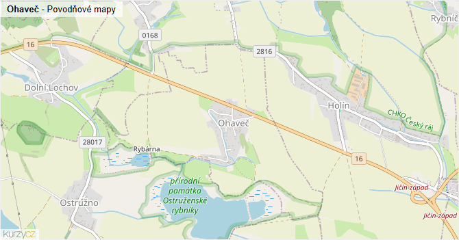 Ohaveč - záplavové mapy stoleté vody