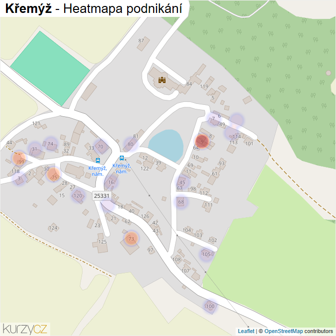 Mapa Křemýž - Firmy v části obce.