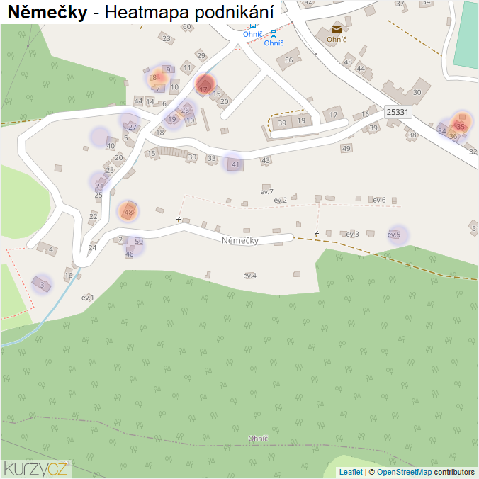 Mapa Němečky - Firmy v části obce.