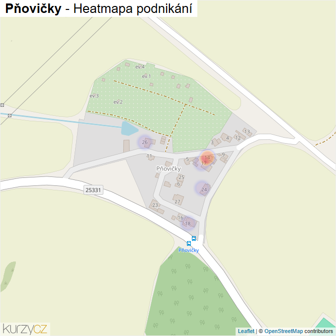Mapa Pňovičky - Firmy v části obce.