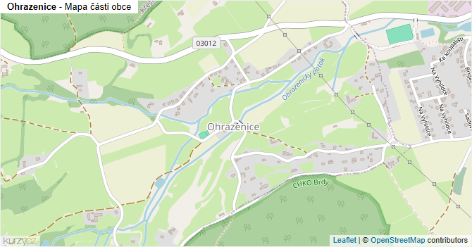 Ohrazenice - mapa části obce
