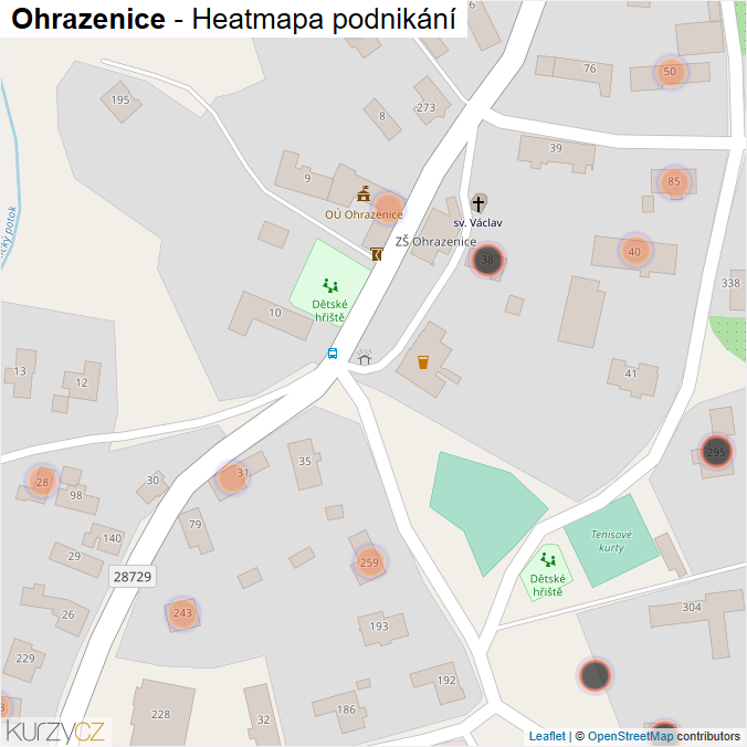 Mapa Ohrazenice - Firmy v obci.