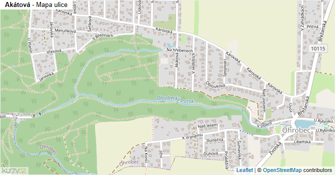 Akátová - mapa ulice