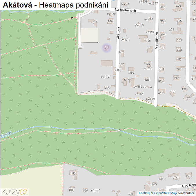 Mapa Akátová - Firmy v ulici.