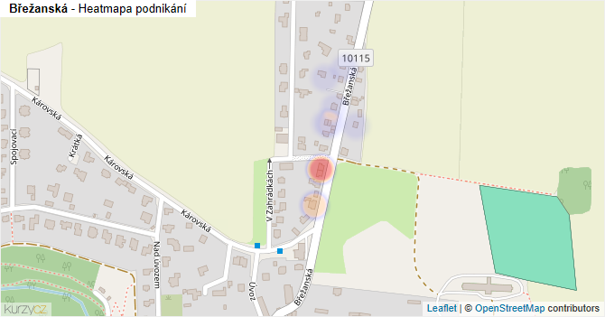 Břežanská - mapa podnikání