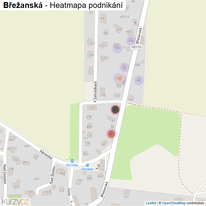 Mapa Břežanská - Firmy v ulici.