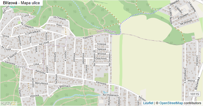 Břízová - mapa ulice