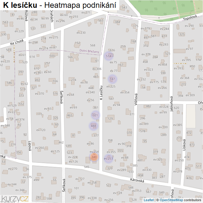 Mapa K lesíčku - Firmy v ulici.