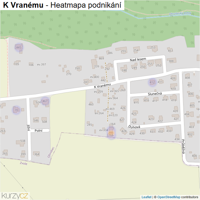 Mapa K Vranému - Firmy v ulici.