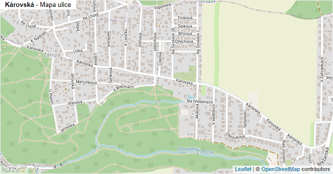 Károvská - mapa ulice