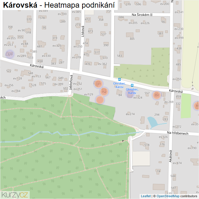 Mapa Károvská - Firmy v ulici.