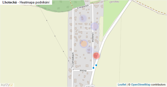 Lhotecká - mapa podnikání