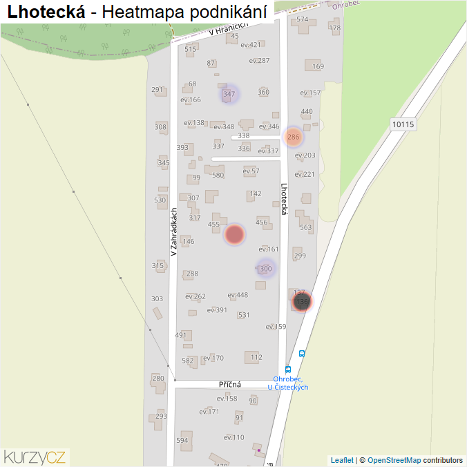 Mapa Lhotecká - Firmy v ulici.