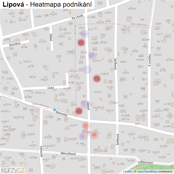 Mapa Lipová - Firmy v ulici.