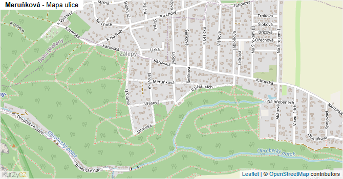 Meruňková - mapa ulice