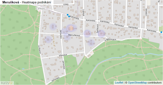 Meruňková - mapa podnikání