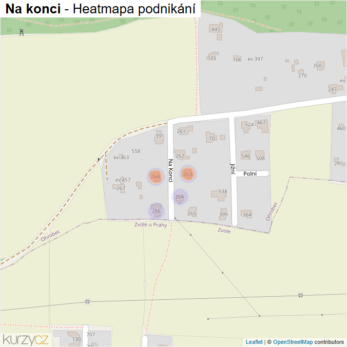 Mapa Na konci - Firmy v ulici.