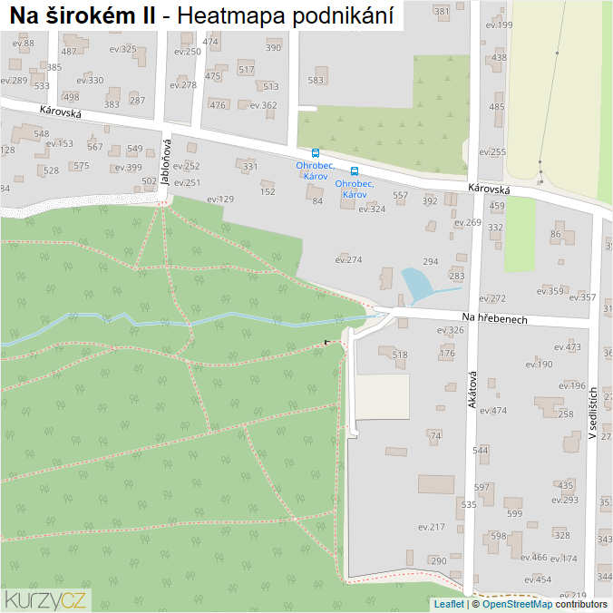 Mapa Na širokém II - Firmy v ulici.
