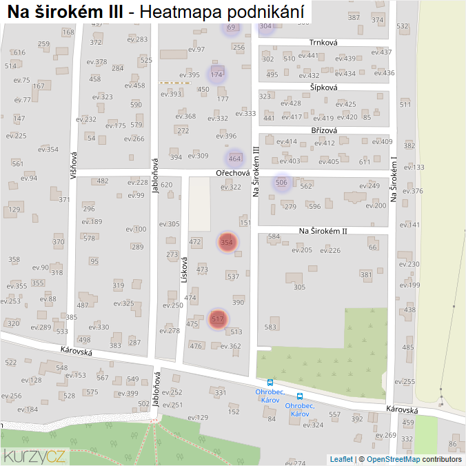 Mapa Na širokém III - Firmy v ulici.